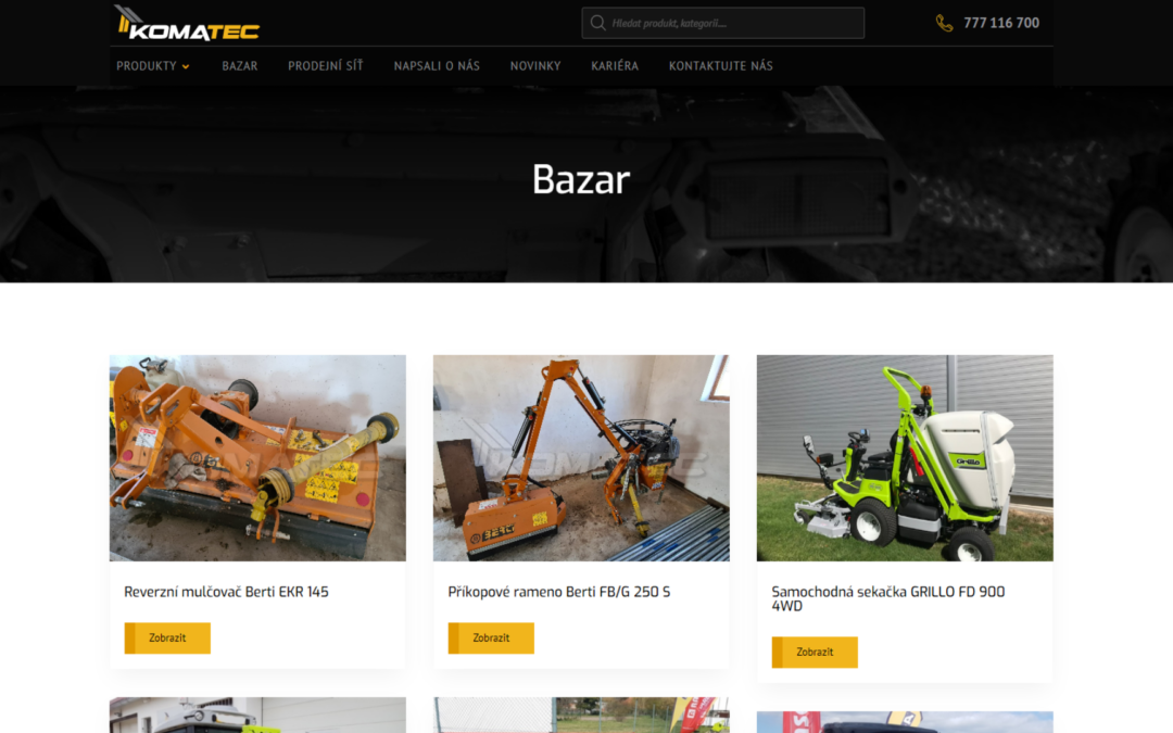 Nový web sekce bazar