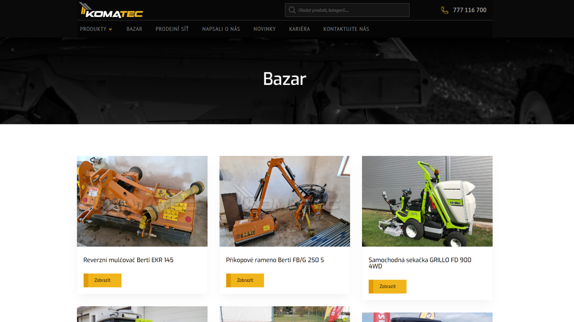 Nový web sekce bazar